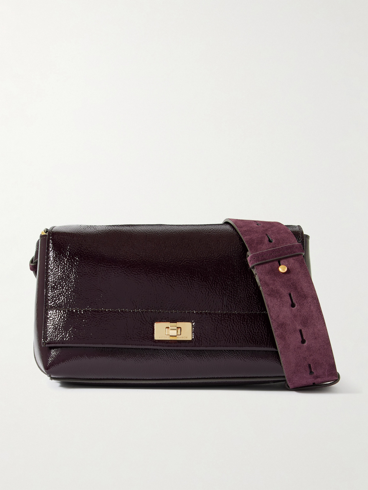 Anya Hindmarch Mortimer Textured Patent-leather Shoulder Bag In Burgundy