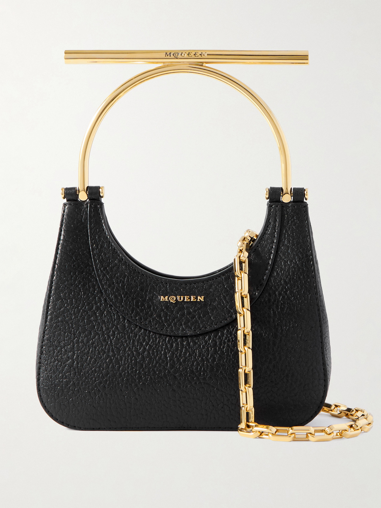 Alexander Mcqueen Mini Embellished Textured-leather Shoulder Bag In Black