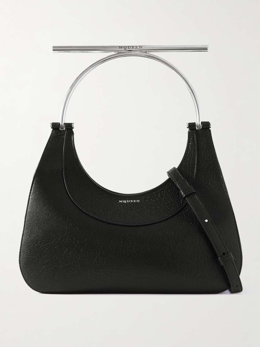 McQueen T-bar Embellished Textured-leather Tote