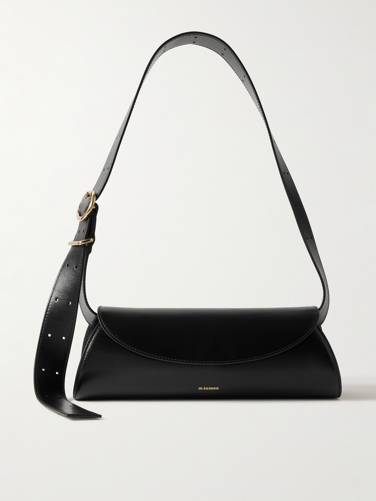 Jil Sander Small Leather Shoulder Bag In Black