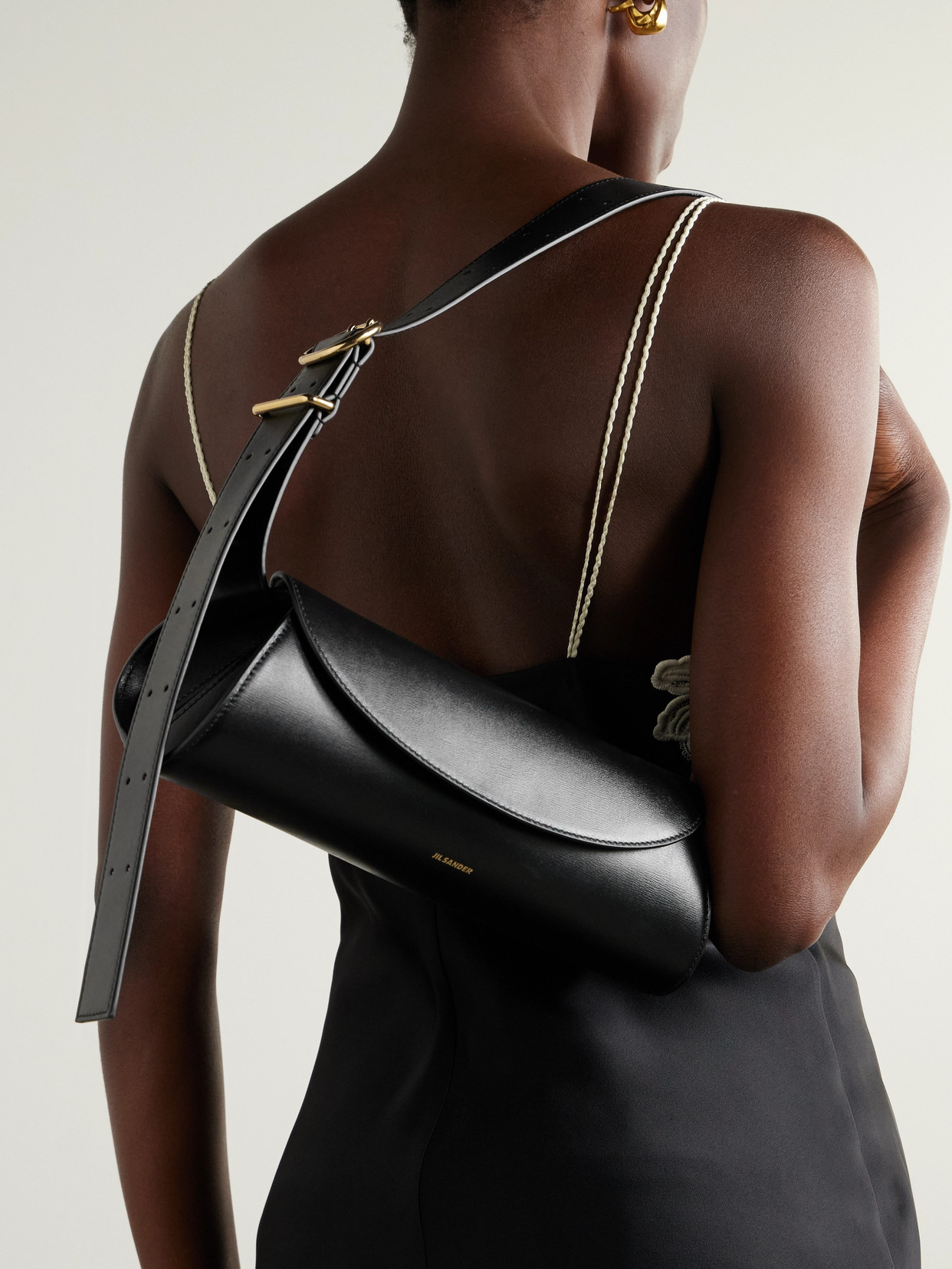 Jil Sander Cannolo Small Shoulder Bag In Black
