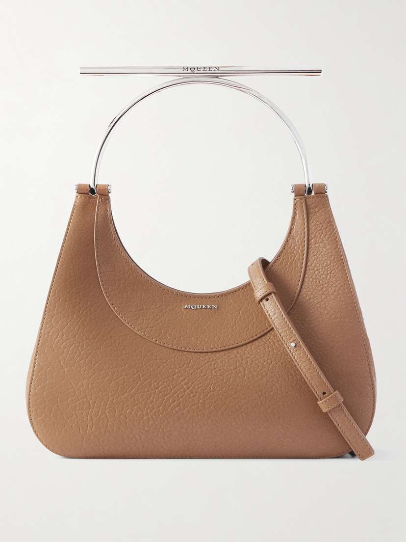 McQueen T-bar Embellished Textured-leather Tote