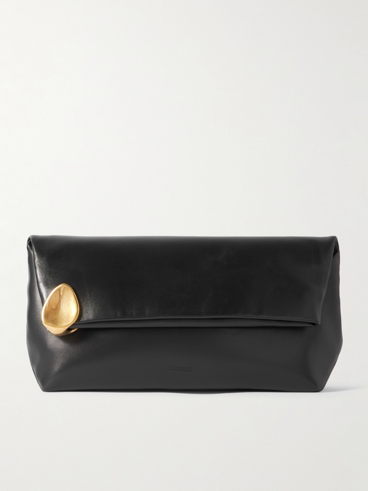 Jil Sander Embellished Leather Clutch In Black