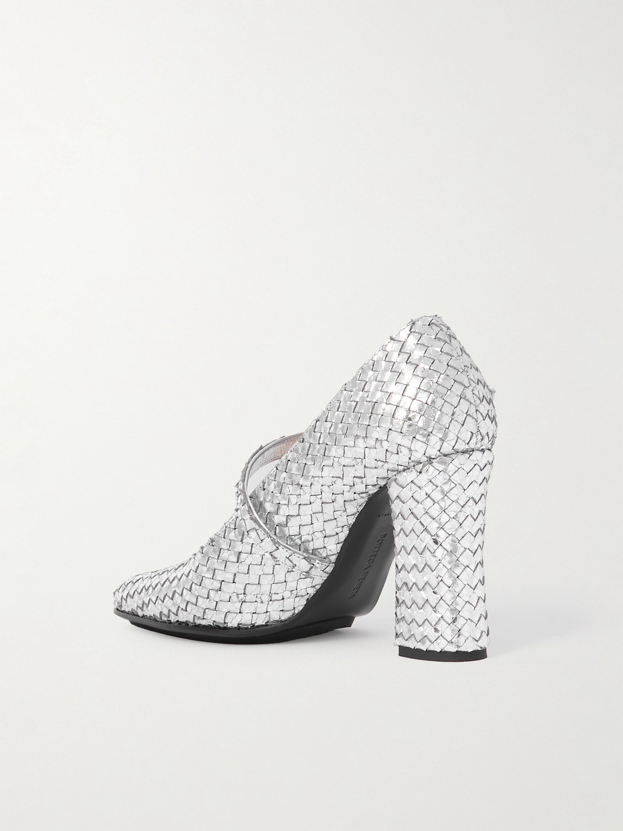 Shop Bottega Veneta Intrecciato Metallic Leather Pumps In Silver