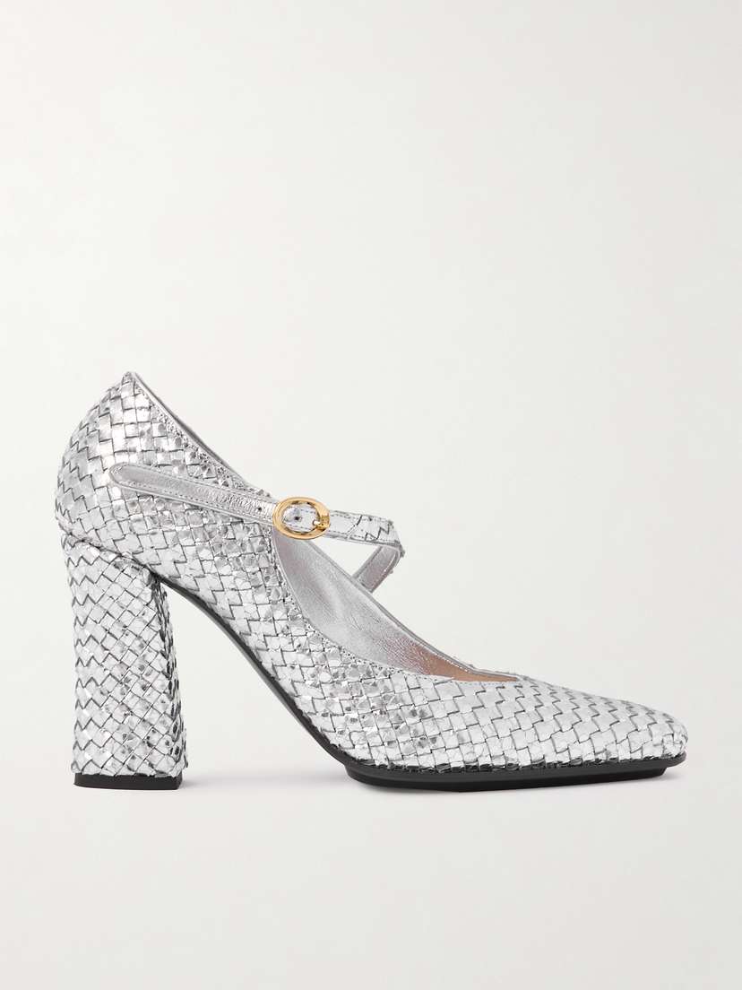 Bottega Veneta Intrecciato Metallic Leather Pumps