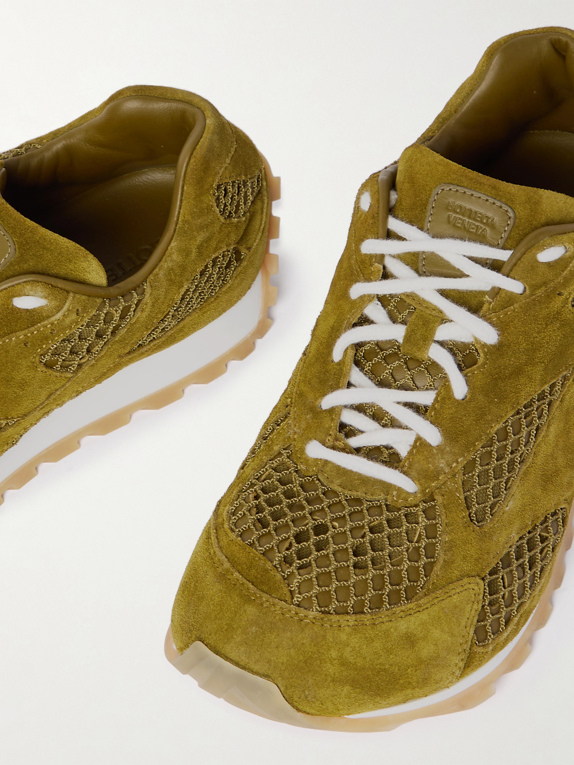 Bottega Veneta Orbit suede, leather, mesh and fishnet sneakers thumbnail