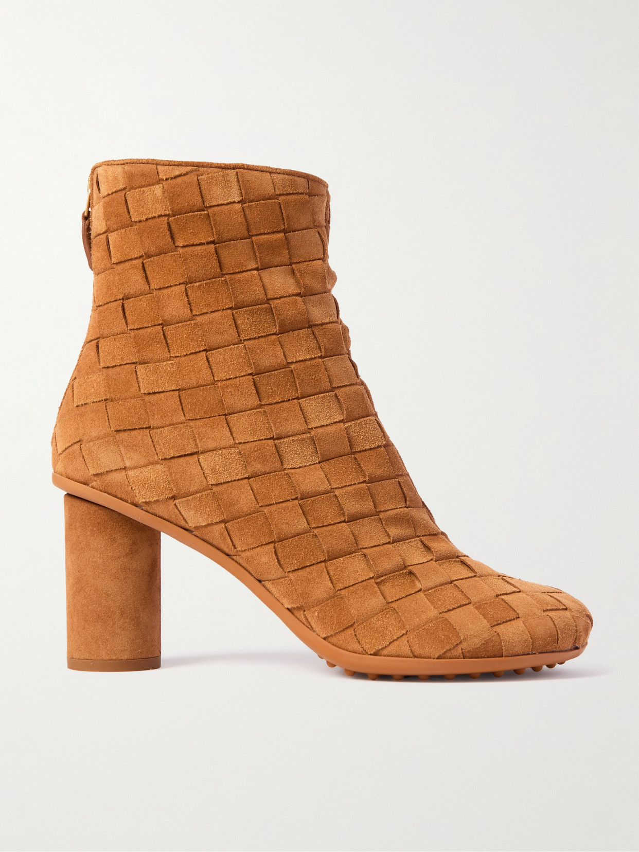 Bottega Veneta Atomic Intrecciato Suede Ankle Boots In Brown