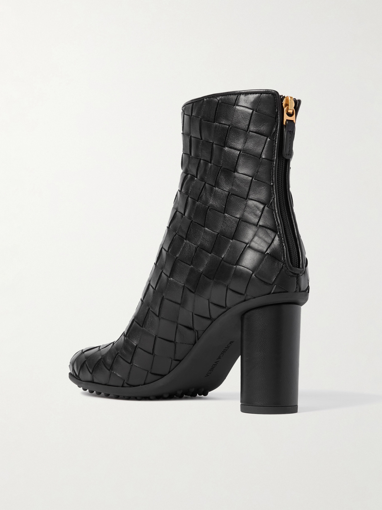Bottega Veneta Dark Brown Leather Atomic Ankle Boots In Black