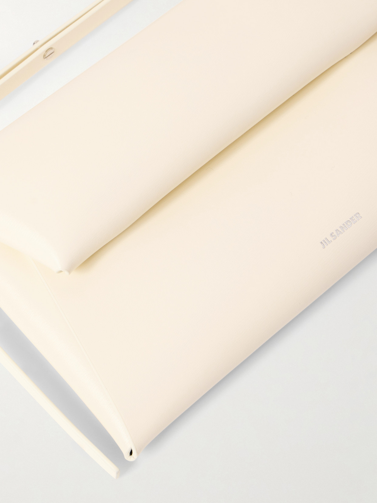 Jil Sander Padded Leather Shoulder Bag In Off-white