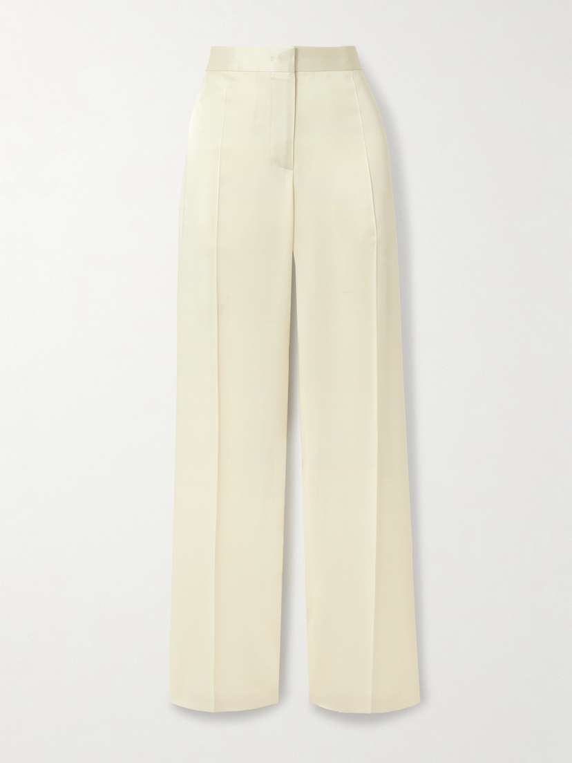 Jil Sander Pleated Satin Straight-leg Pants