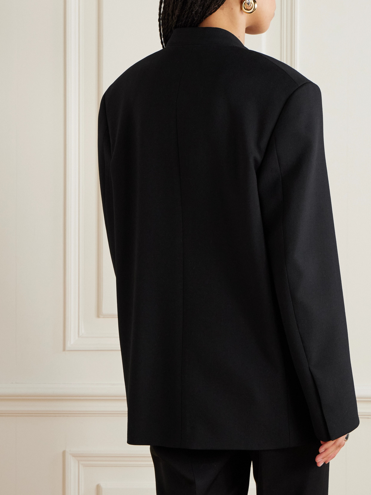 Jil Sander Oversized Embellished Wool-twill Blazer In Black