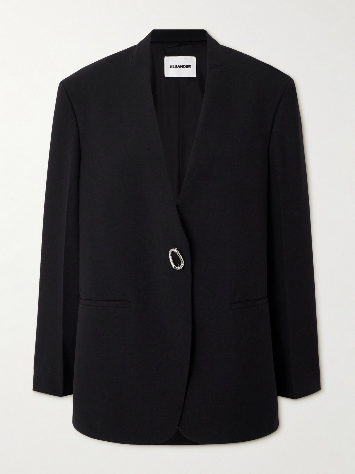 Jil Sander Oversized Embellished Wool-twill Blazer In Black