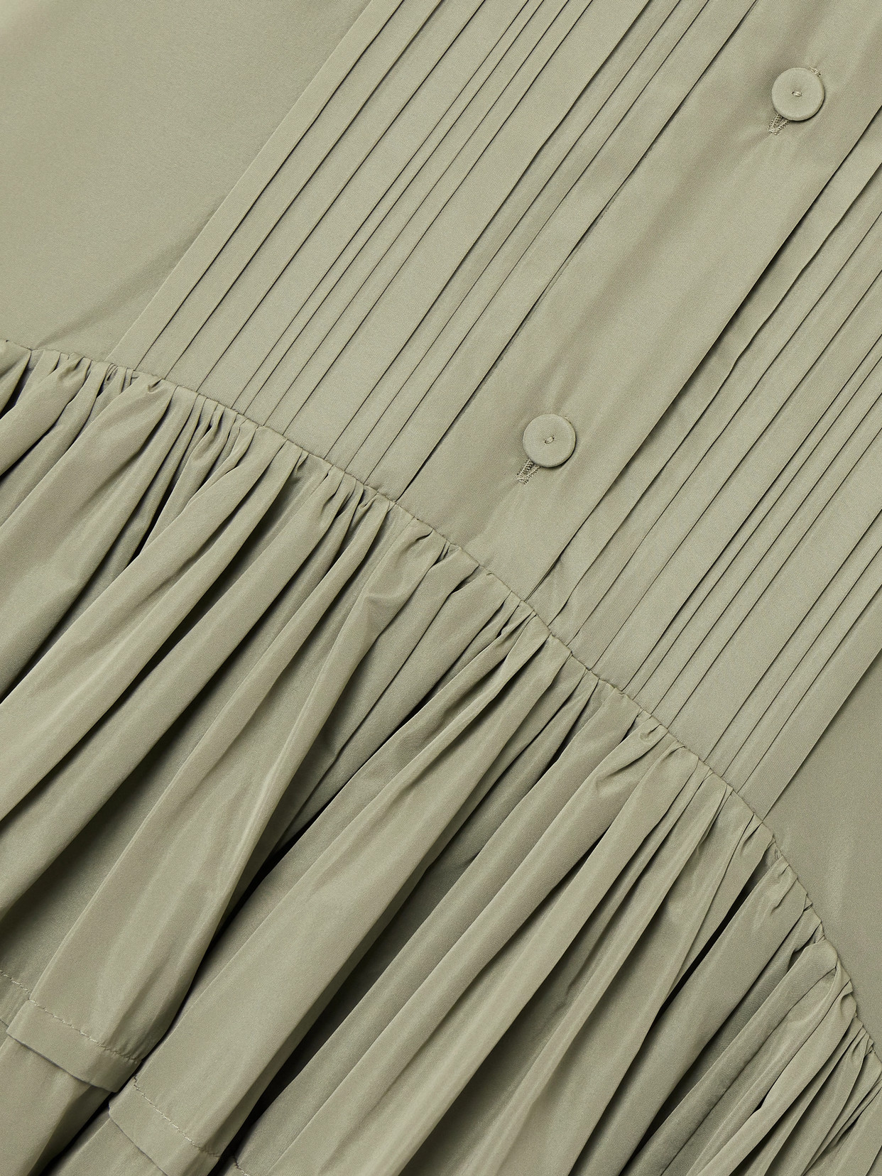 Jil Sander Pleated Sateen Midi Shirt Dress In Green