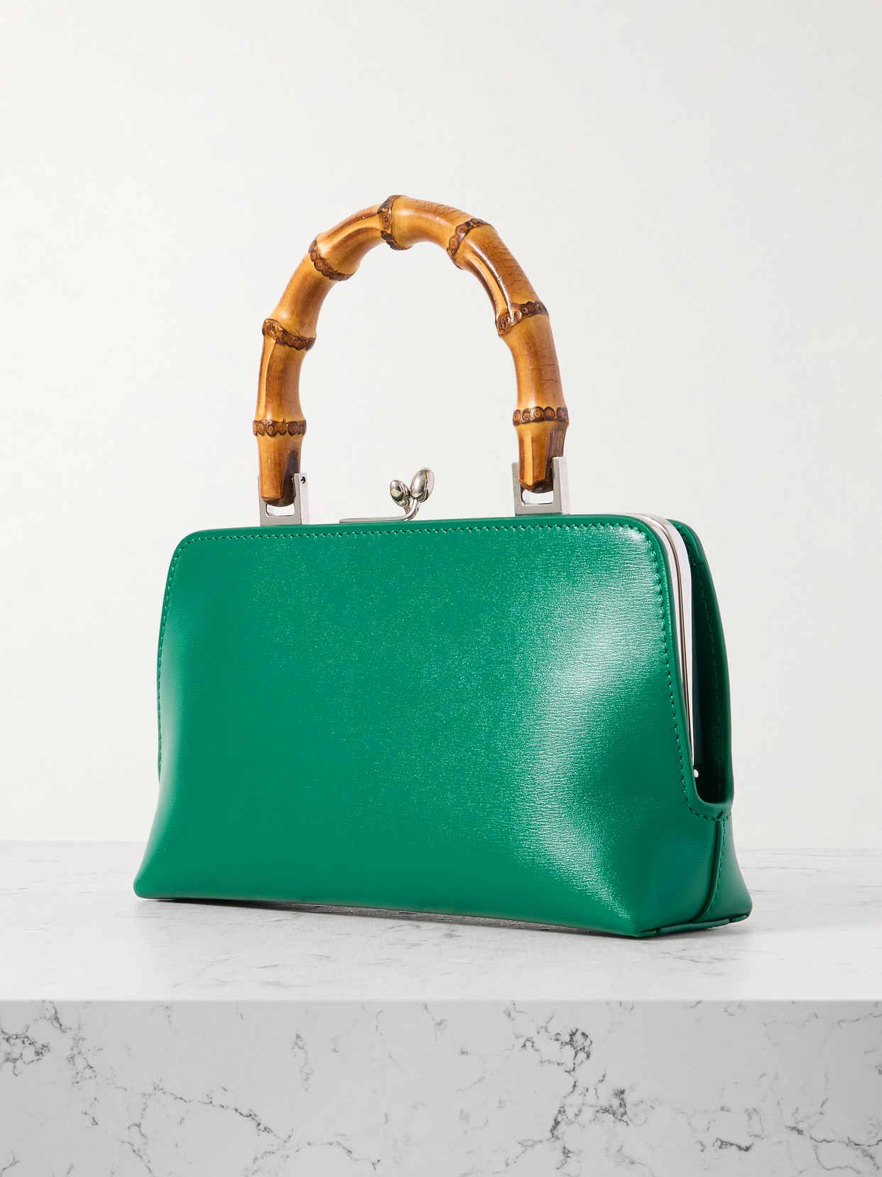 Jil Sander Mini Goji Bamboo Palmellato Leather Bag In Green