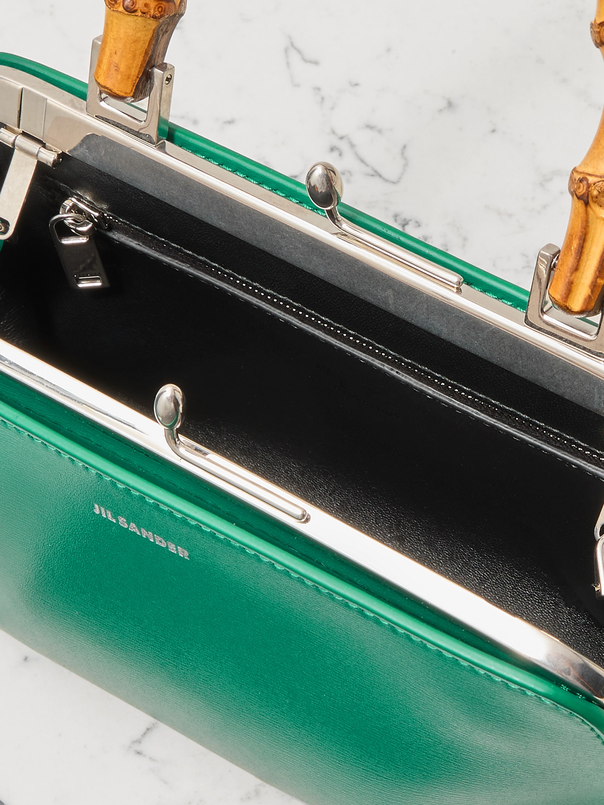 Jil Sander Mini Goji Bamboo Palmellato Leather Bag In Green