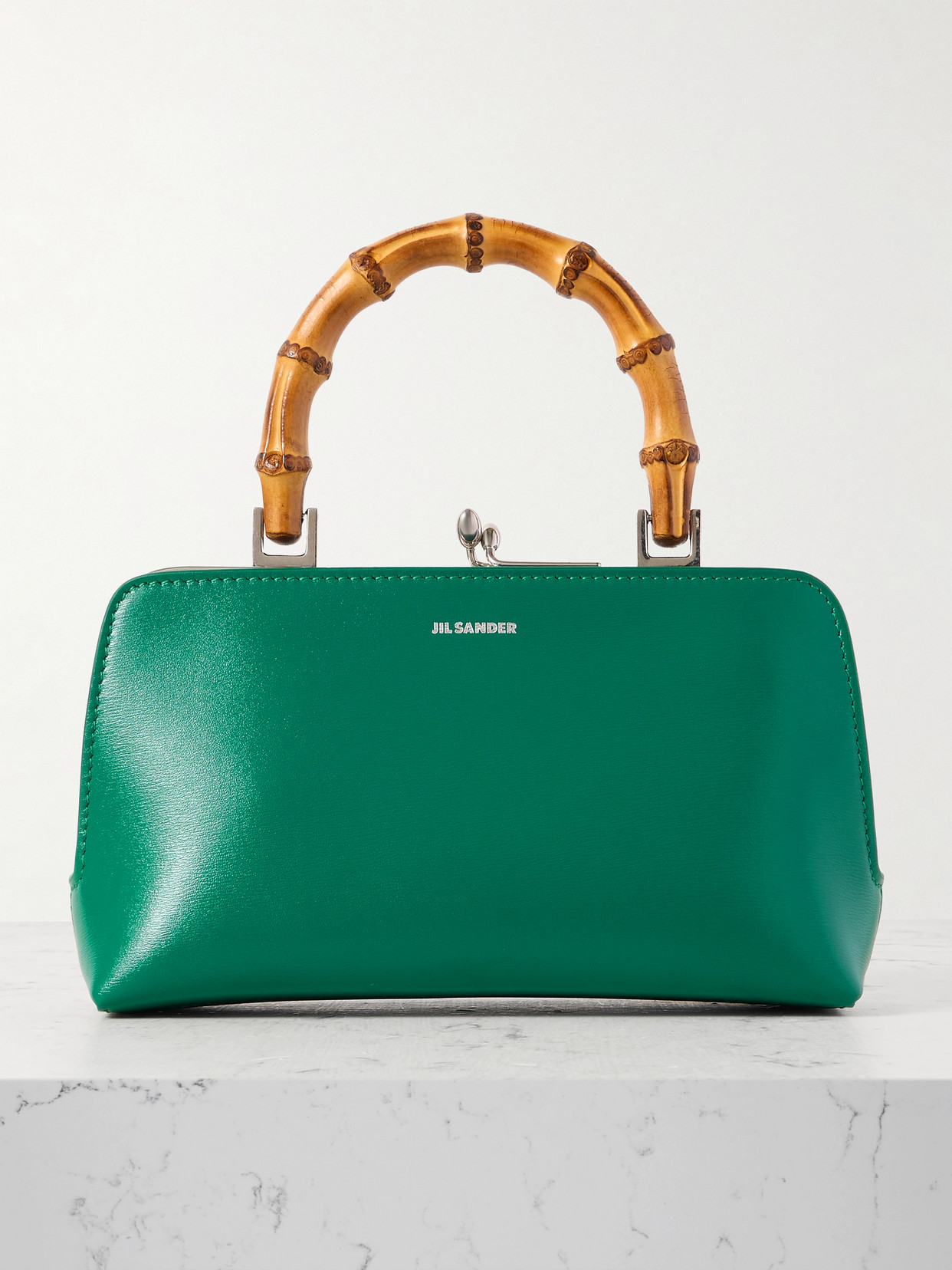 Jil Sander Mini Goji Bamboo Palmellato Leather Bag In Green