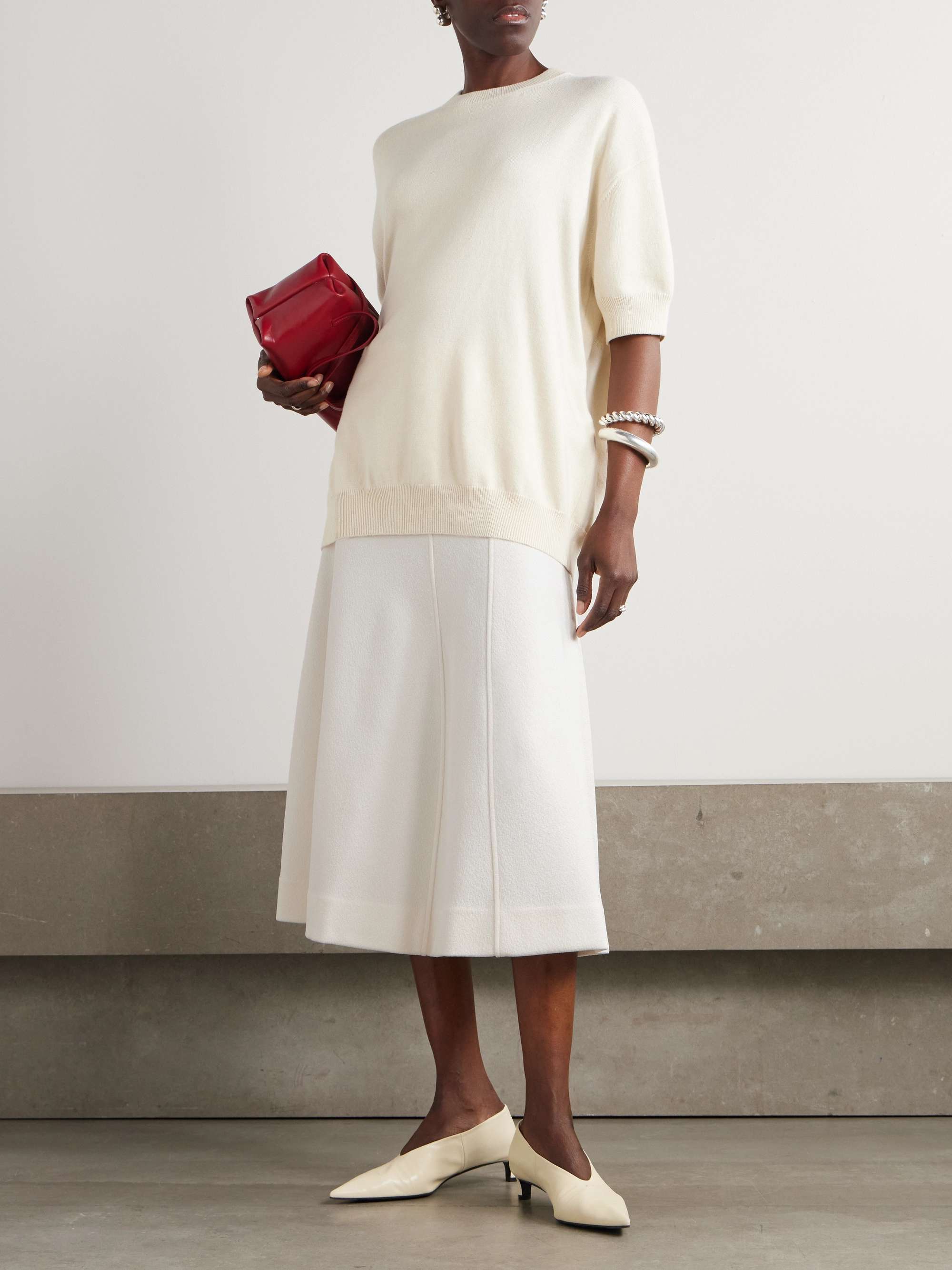 JIL SANDER Paneled knitted midi skirt | NET-A-PORTER