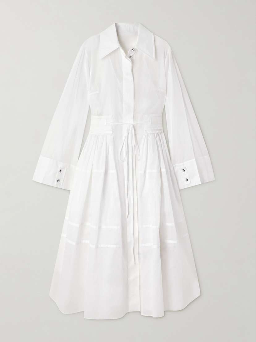 Jil Sander Gathered Cotton-poplin Midi Dress