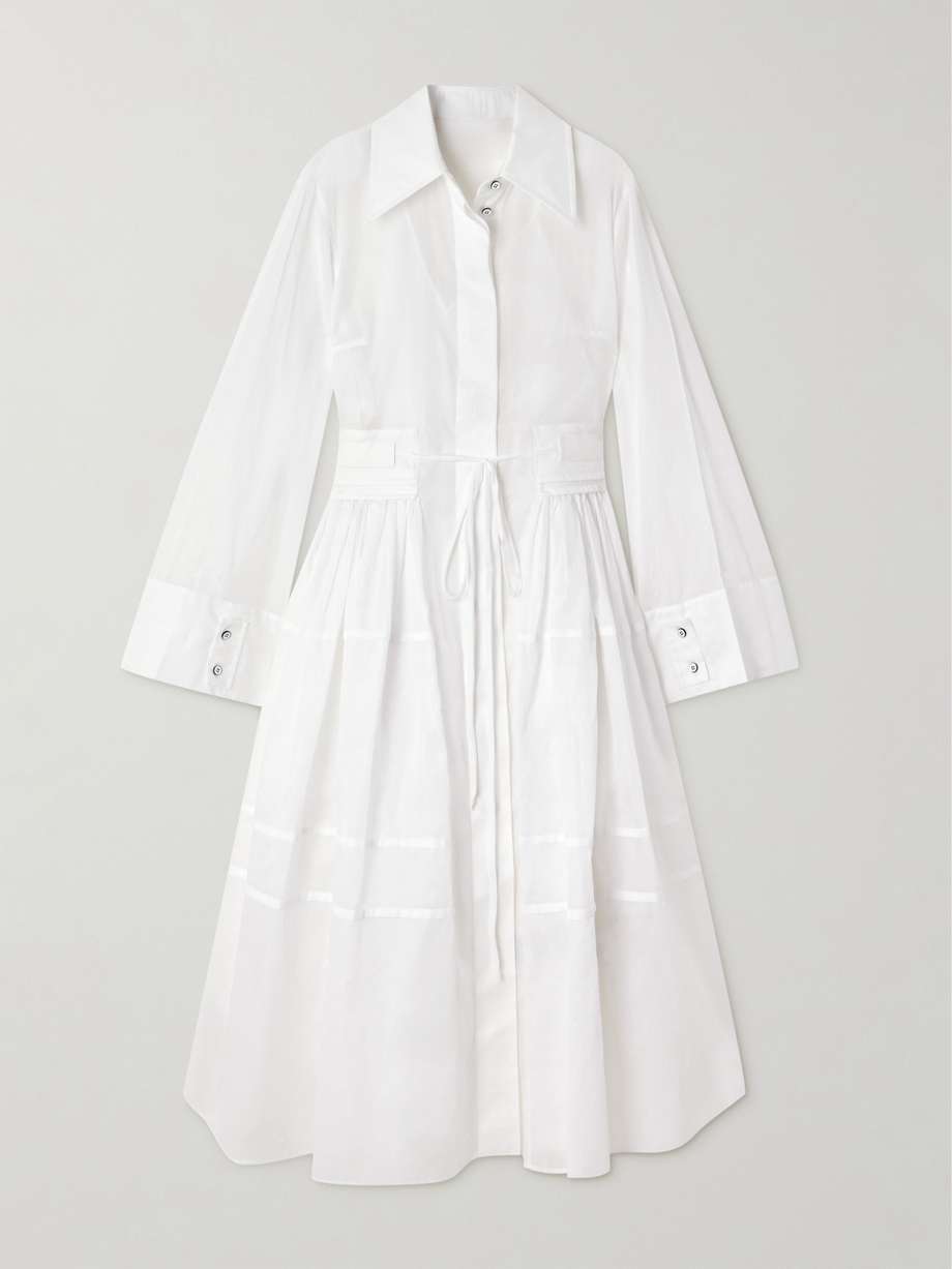 gathered cotton-poplin midi dress