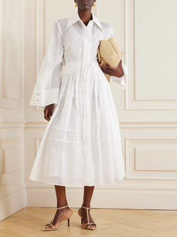 Jil Sander Gathered cotton-poplin midi dress