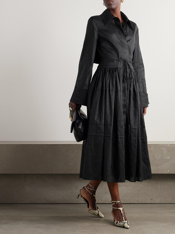 Jil Sander Gathered cotton-poplin midi dress