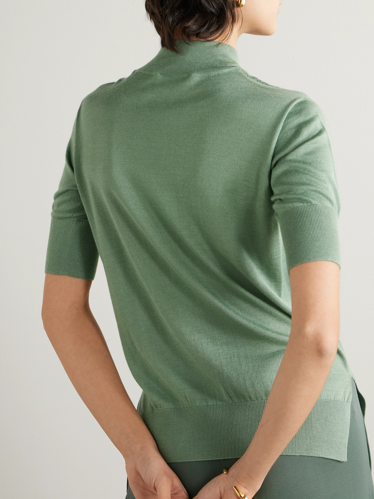 Jil Sander Cashmere, Wool And Silk-blend Sweater In Green