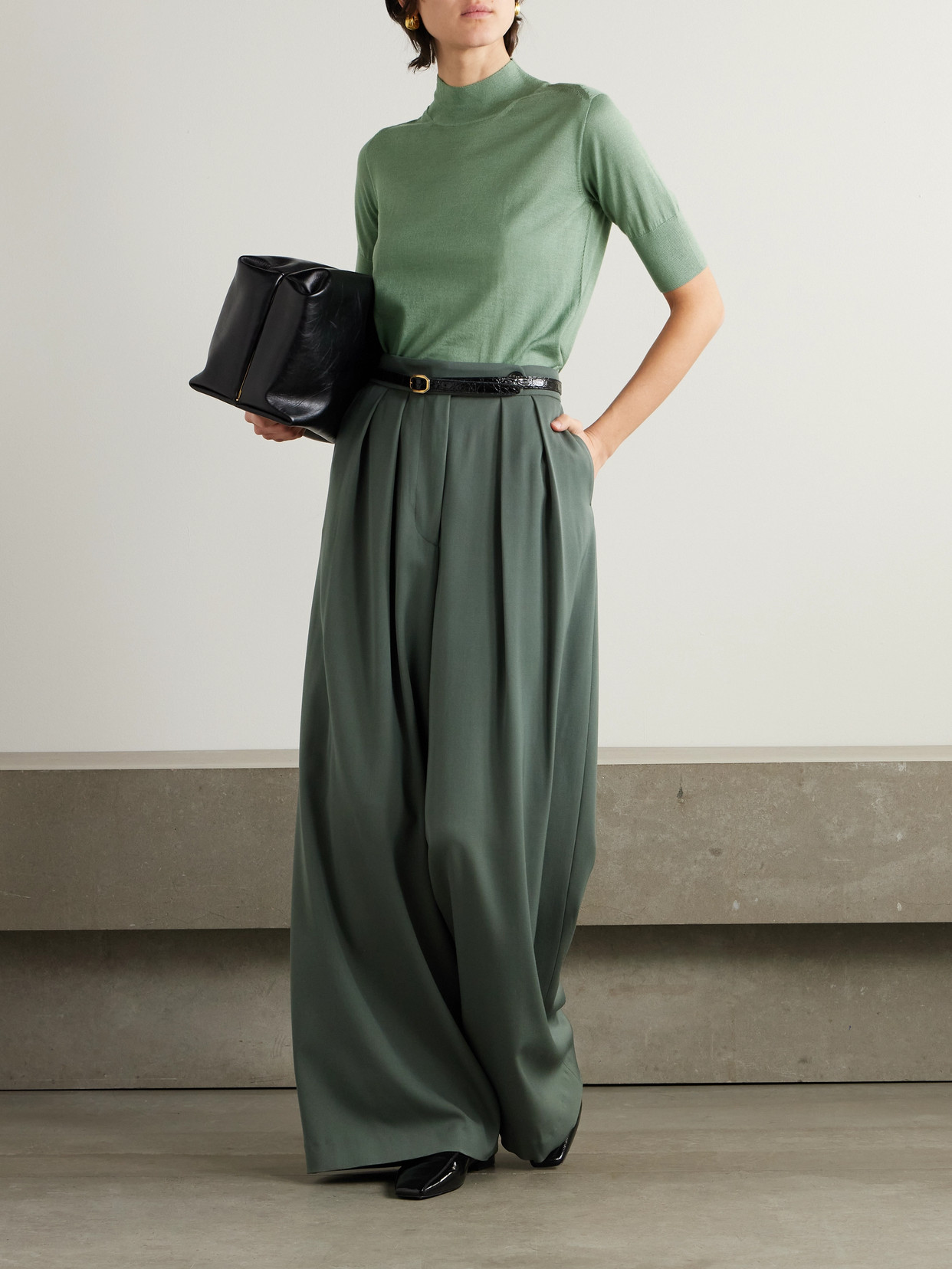 Jil Sander Cashmere, Wool And Silk-blend Sweater In Green