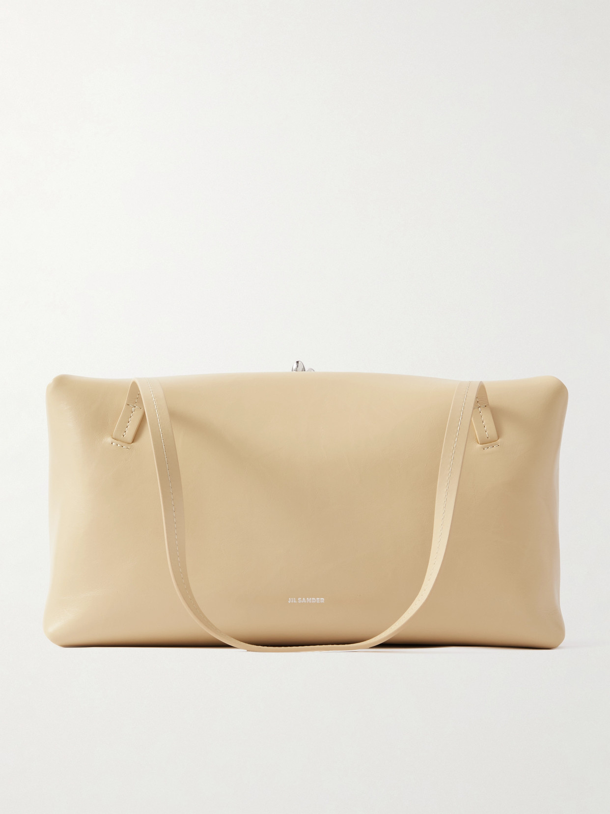 Jil Sander Medium Leather Tote In Cream