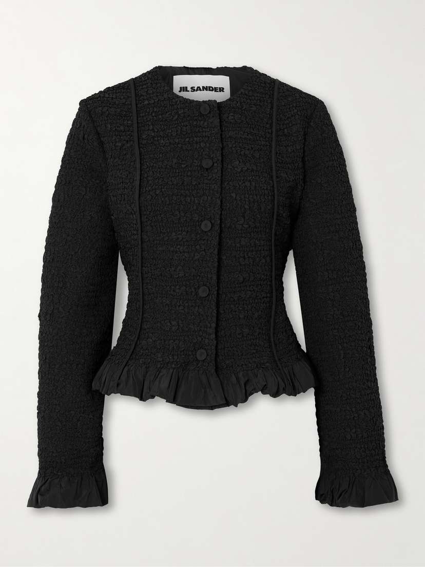 Jil Sander Ruffled Smocked Twill Jacket