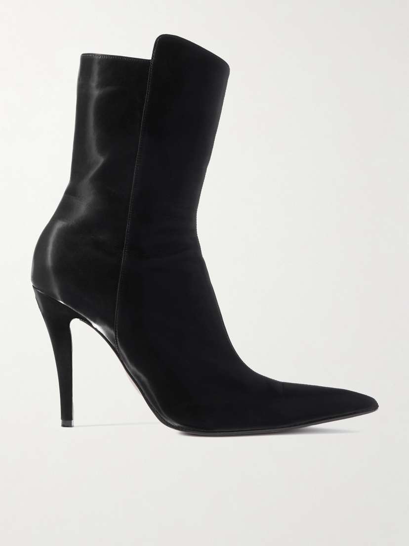 McQueen Pu-coated Crepe Ankle Boots