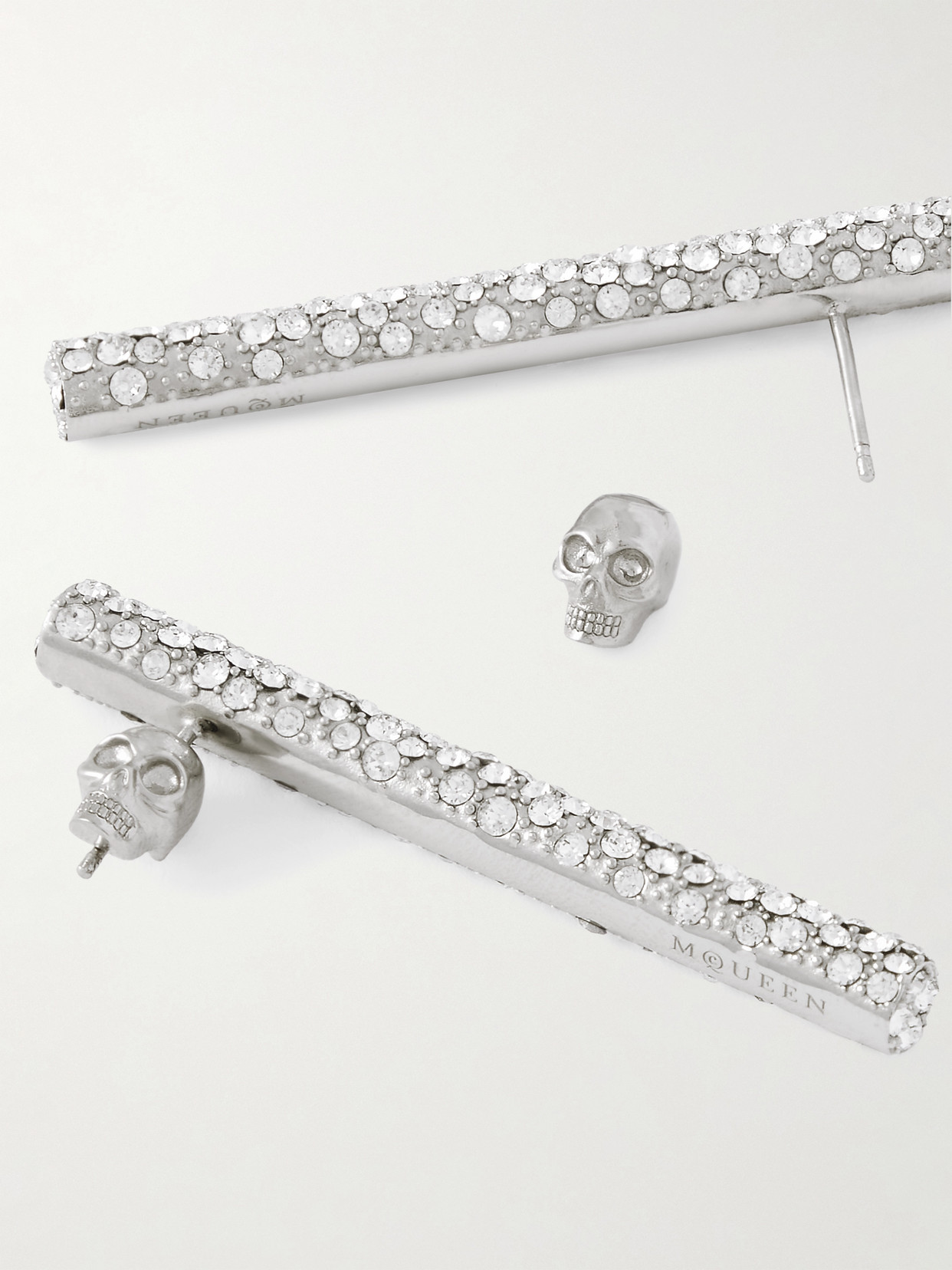 Alexander Mcqueen Silver-tone Crystal Earrings In Silver