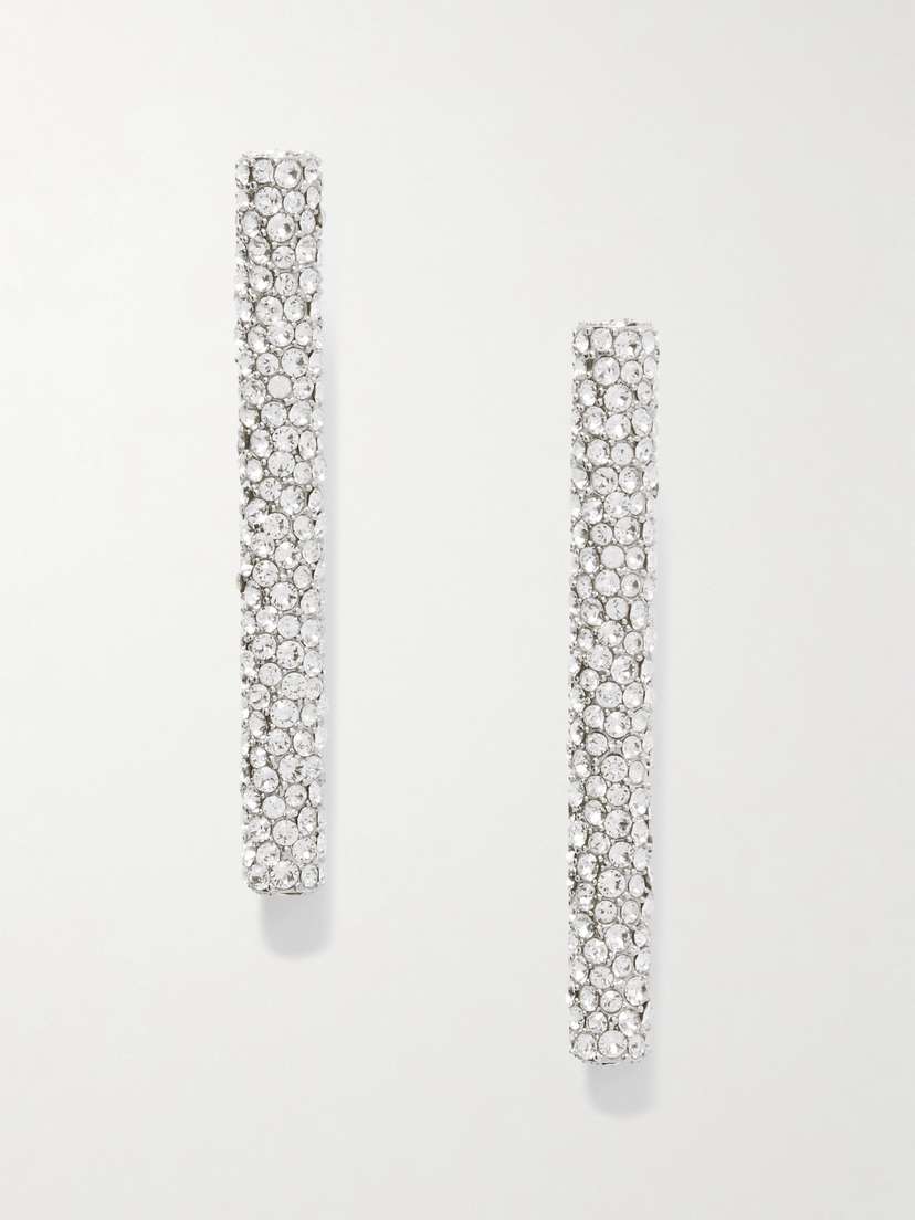 McQueen T-bar Silver-tone Crystal Earrings
