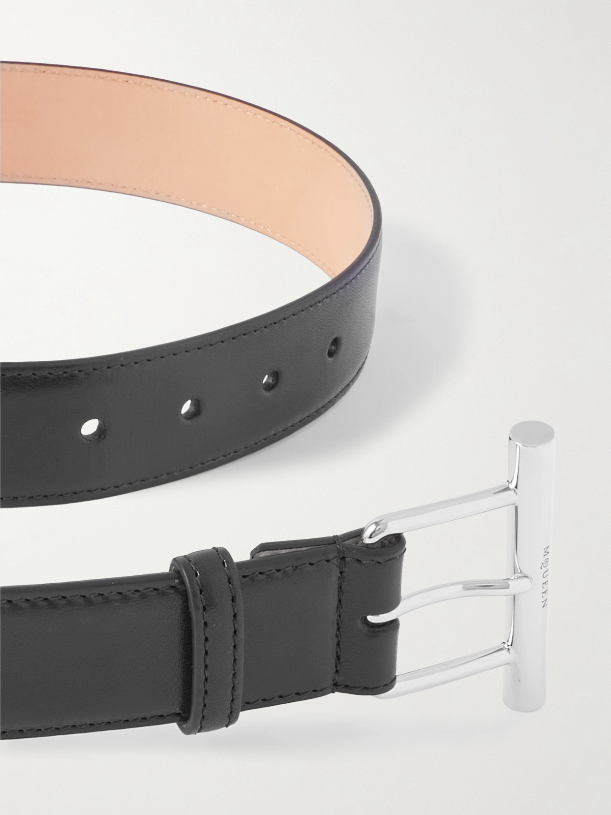 Alexander Mcqueen Silvertone Cross-bar Leather Wide Sling Belt In Black