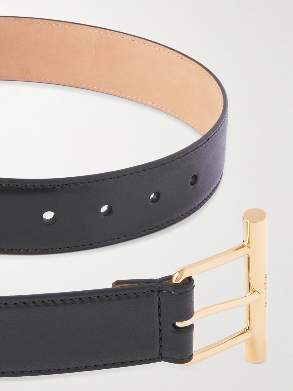 Alexander Mcqueen Sling Cross-bar Buckle Leather Belt In Black