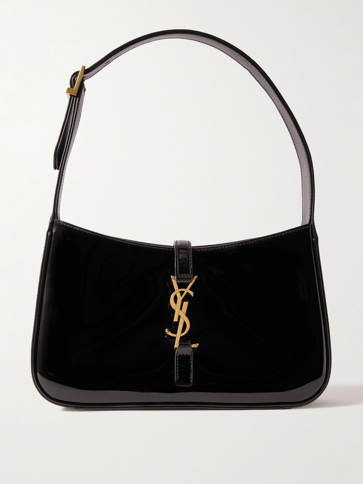 Saint Laurent Le 5 À 7 Mini Patent-leather Shoulder Bag In Black