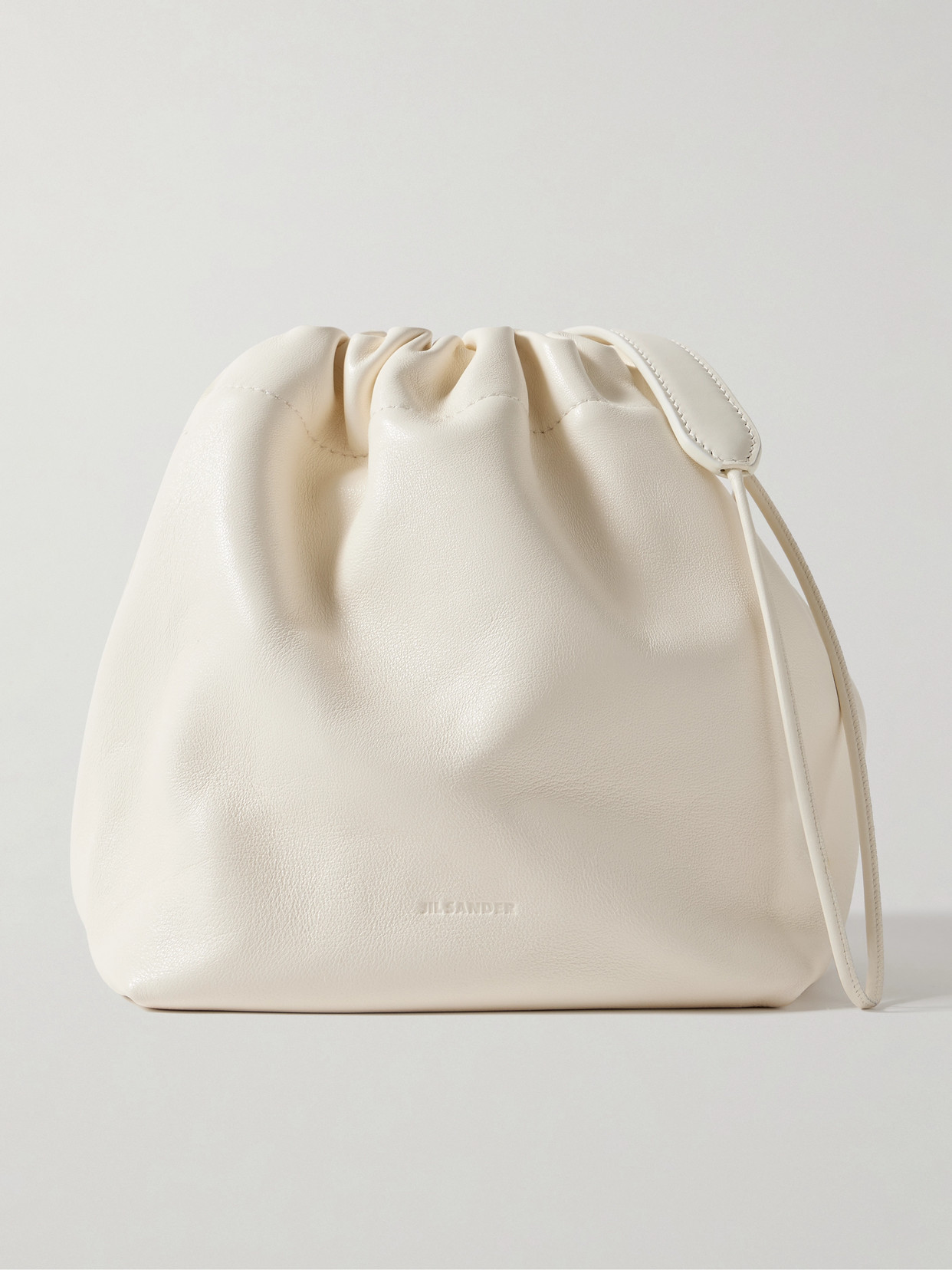 Jil Sander Dumpling Leather Shoulder Bag In Off-white