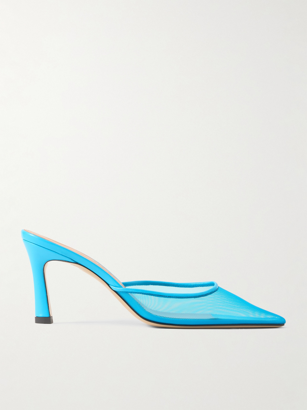 Attico Juno Leather-trimmed Mesh Pumps In Blue