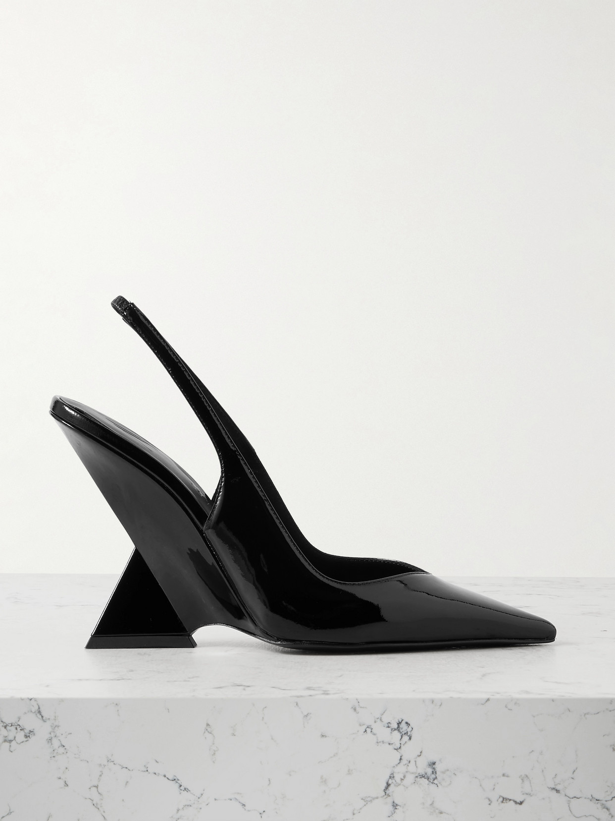 The Attico - Cheope 105 Patent-Leather Slingback Pumps - Black