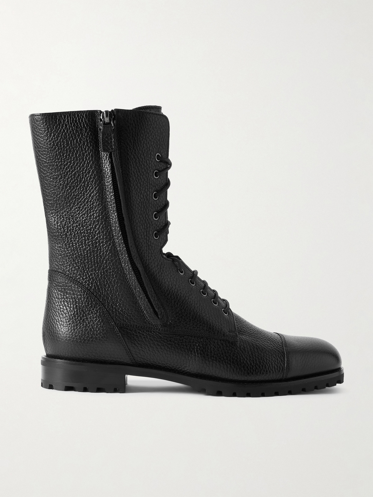 Manolo Blahnik - Lugata Textured-leather Boots - Black