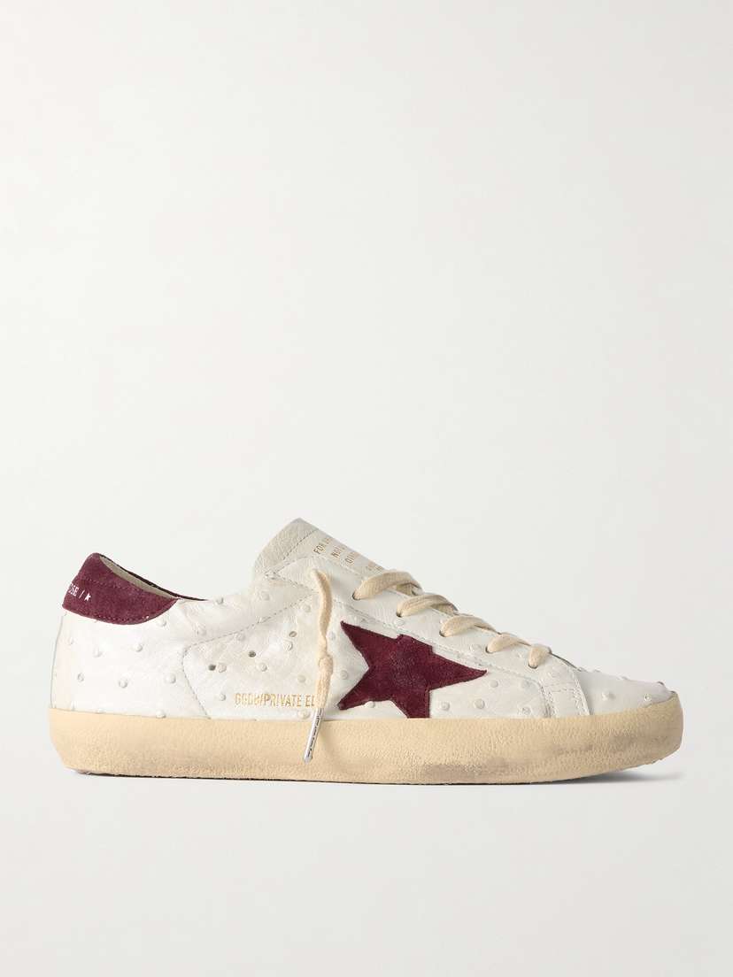 Golden Goose Super-star Distressed Ostrich And Suede Sneakers