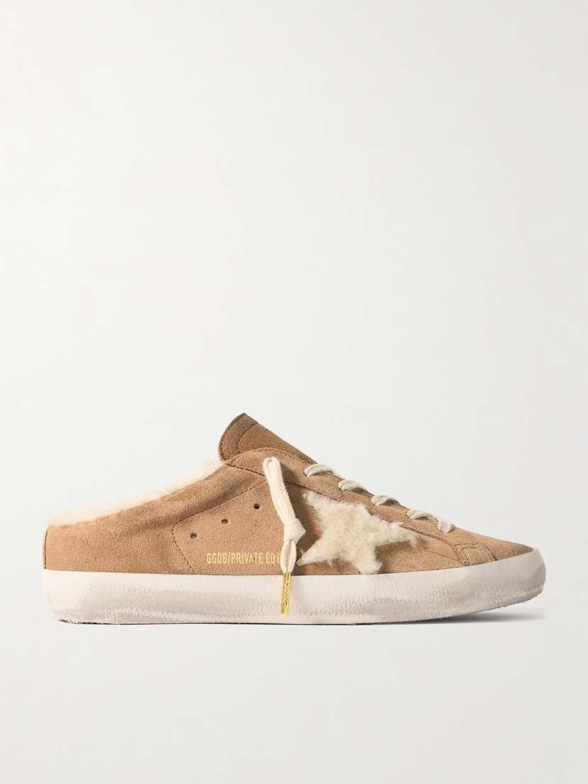 Golden Goose Super-star Sabot Distressed Shearling-lined Suede Slip-on Sneakers