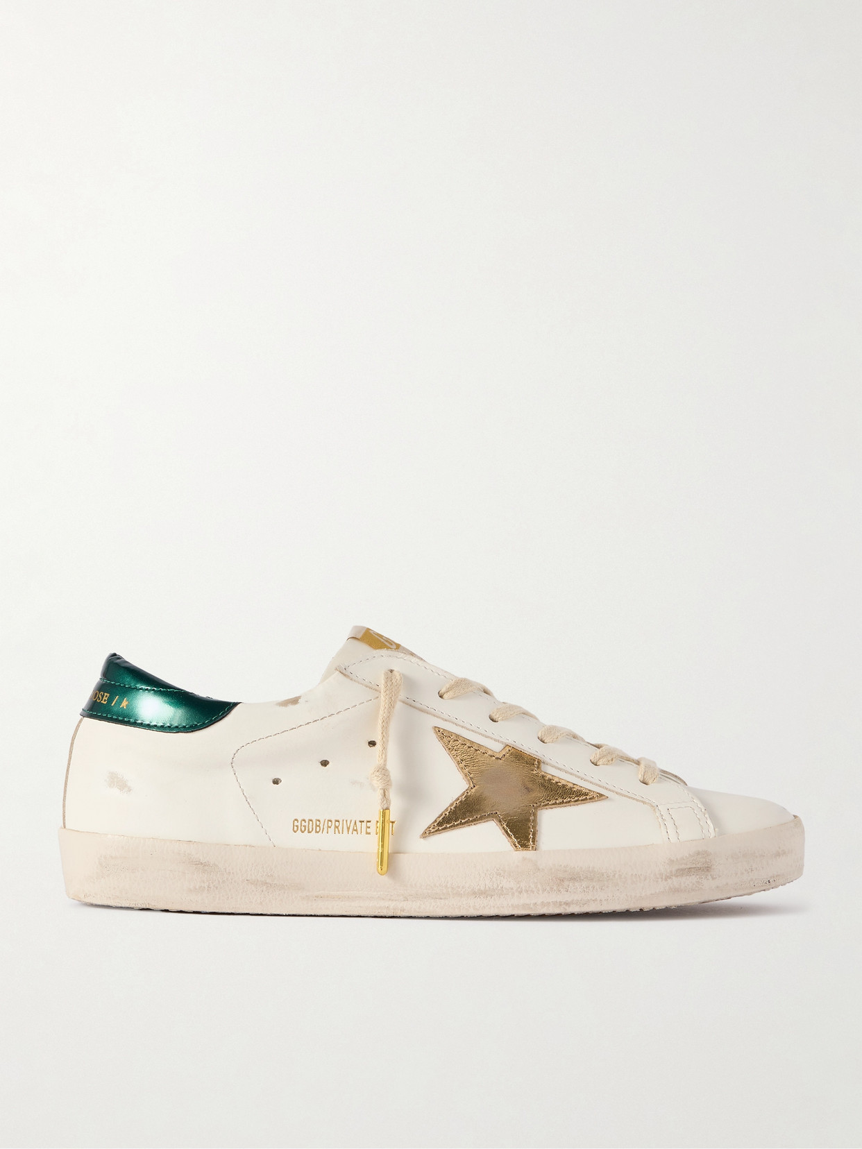 Golden Goose Super-star Distressed Leather Sneakers In White