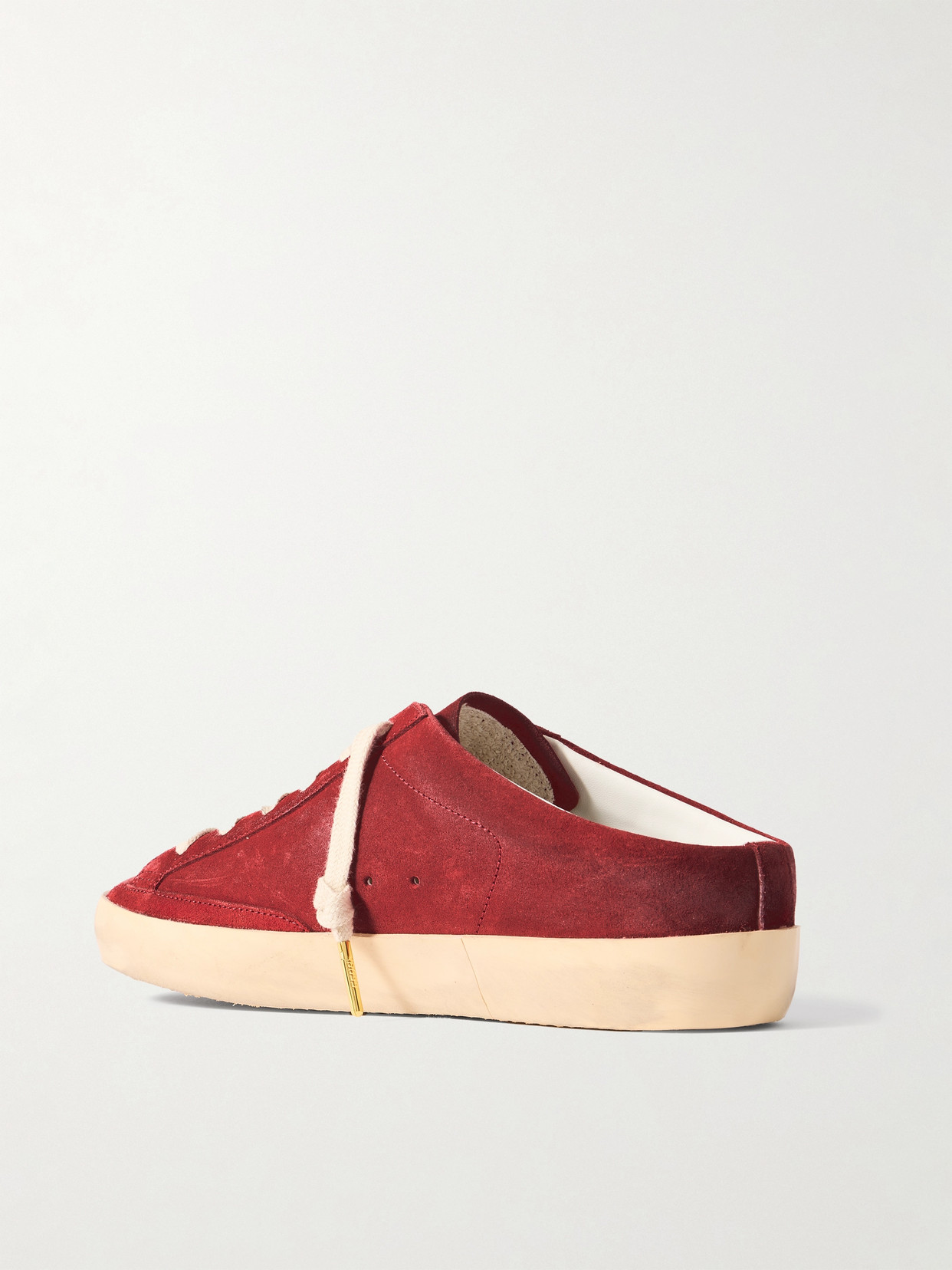 Golden Goose Super-star Sabot Distressed Croc-effect Leather-trimmed Suede Slip-on Sneakers In Red