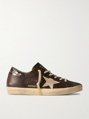 Golden Goose Super-Star distressed suede-trimmed leather sneakers