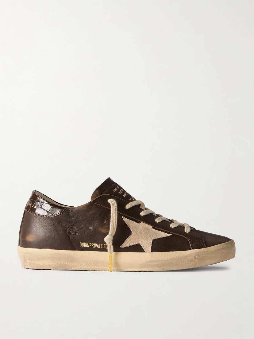 Golden Goose Super-star Distressed Suede-trimmed Leather Sneakers