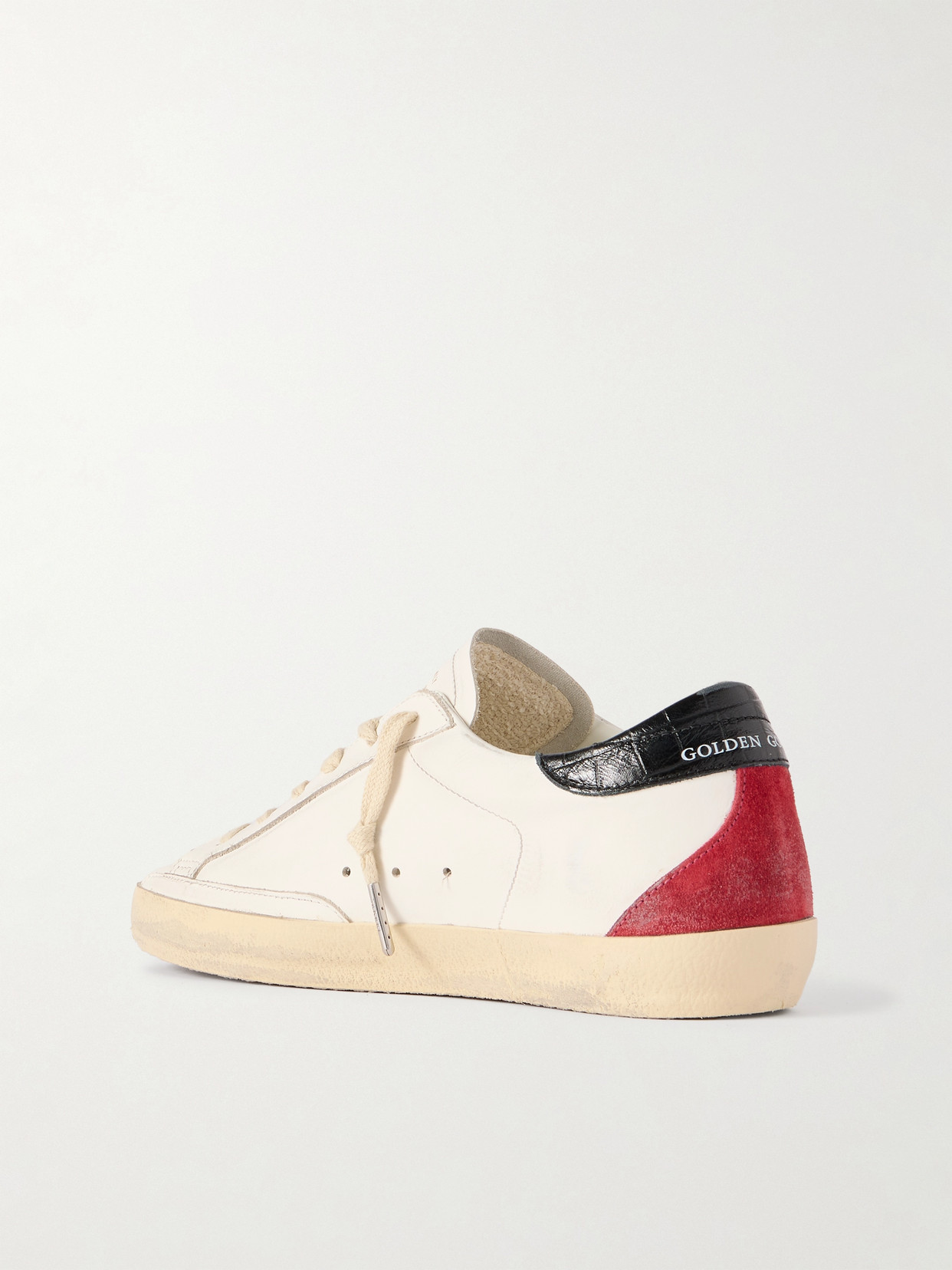 Golden Goose Super-star Distressed Leather And Suede Sneakers In White