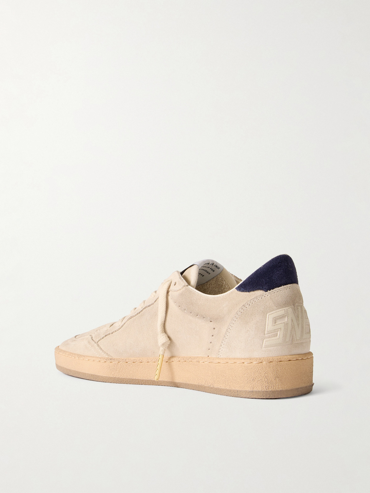 Golden Goose Ball Star Distressed Leather-trimmed Suede Sneakers In Off-white