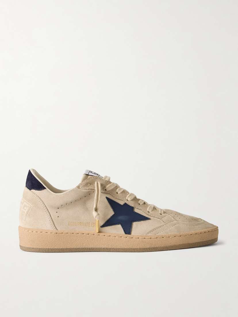Golden Goose Ball Star Distressed Leather-trimmed Suede Sneakers