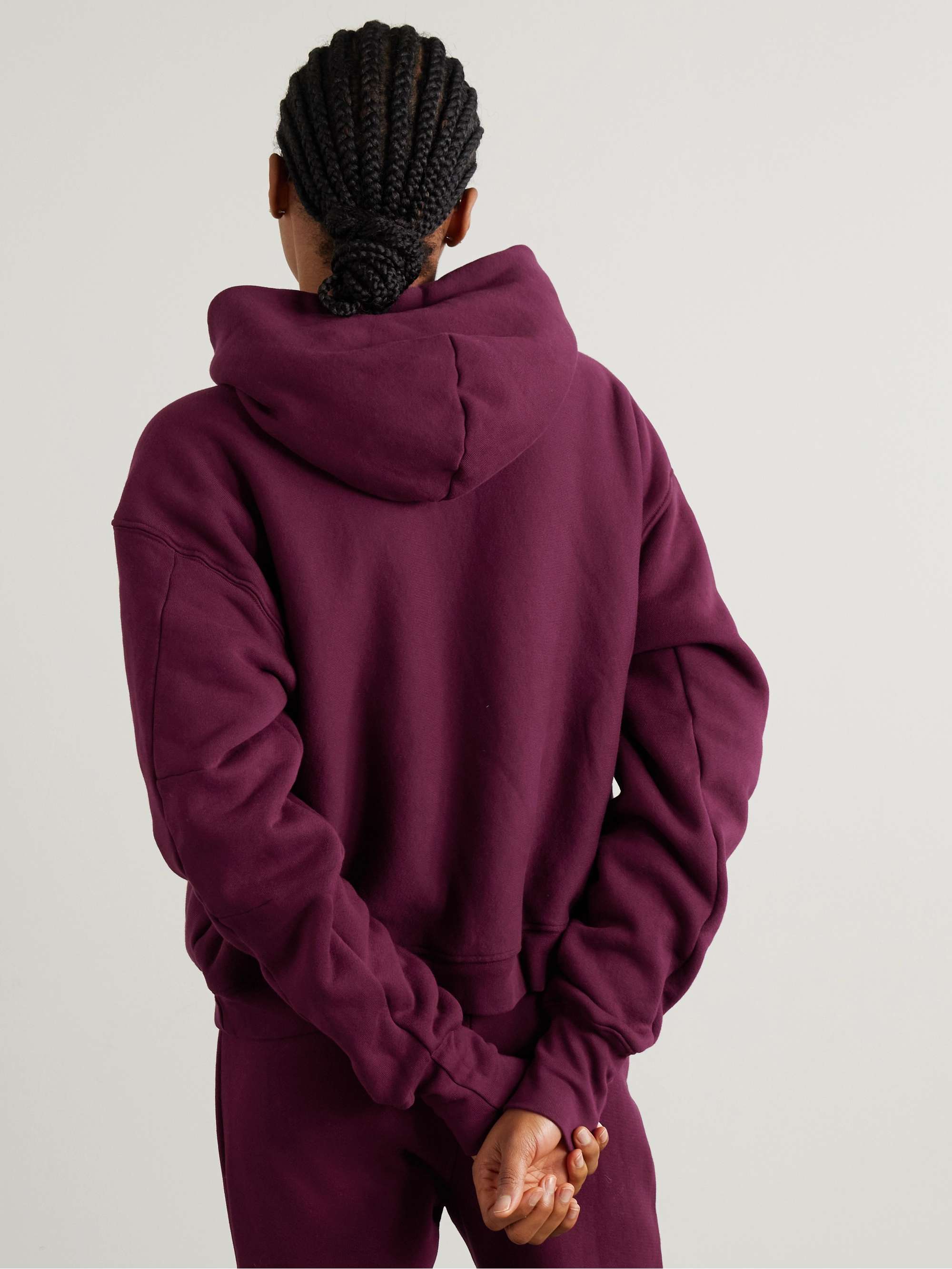 LES TIEN Cropped cotton-jersey hoodie