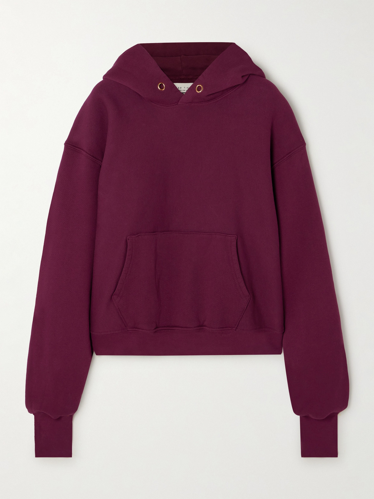 Les Tien Cropped Cotton-jersey Hoodie In Burgundy
